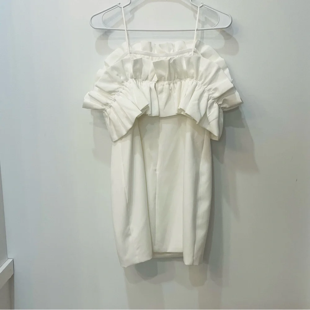 DO+BE boutique Off The Shoulder Ruffle Dress white size Large - Picture 5 of 8
